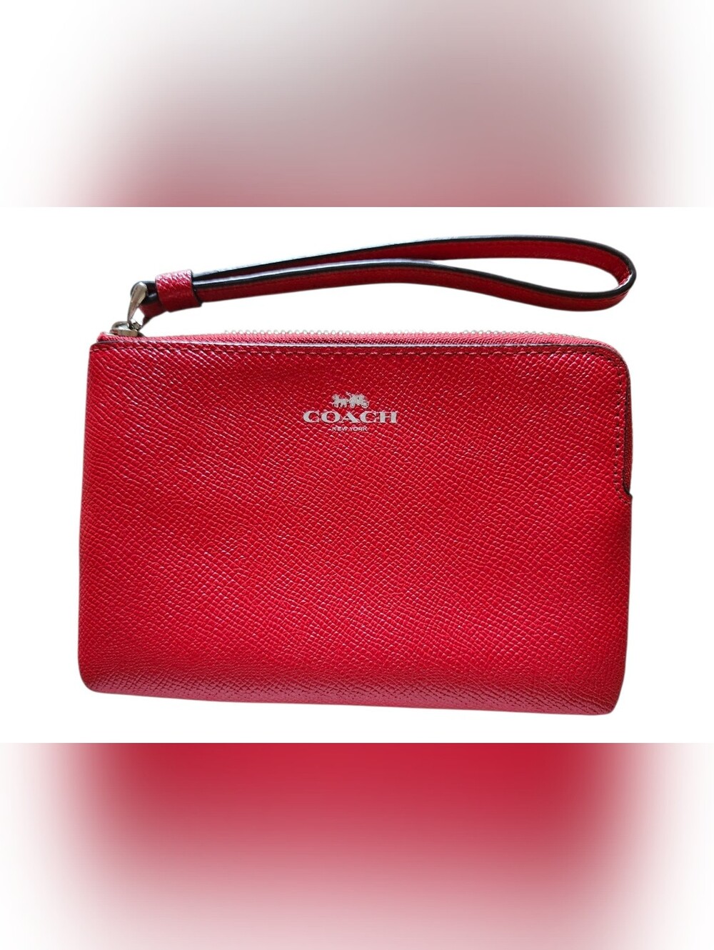 Coach NWOT Red Leather Corner Zip Wristlet No Callouts